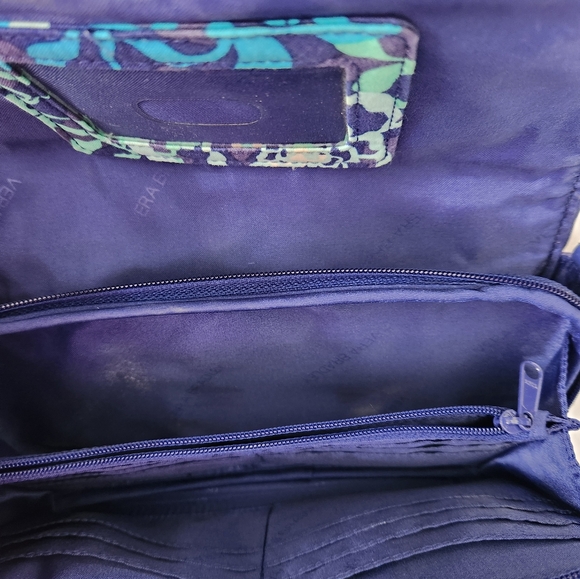 Vera Bradley Small Quilted Handbag Blue Floral Cotton Purse Crossbody - Picture 8 of 11